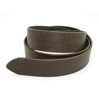 Rindleder-Gürtelstreifen gelocht dkl-oliv,anilin-gefettet, 50 mm