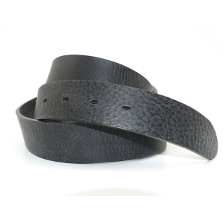 Rindleder-Gürtelstreifen gelocht Schwarz matt gewachst, Fullgrain 30 mm