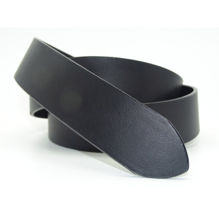 Rindleder-Gürtelstreifen Schwarz Seidenmatt glatt, 50 mm