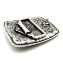Motiv-Koppel-Gürtelschnalle "Edelweiß" 40 mm, altsilber poliert