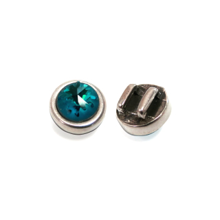 Schlaufzierteil 5 mm, versilbert mit Strass türkis