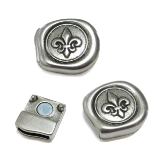 Magnetverschluss "Lilie" 10 mm, versilbert
