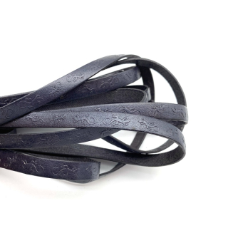 Rindlederband flach mit Prägung "Echse" 10 mm,schiefergrau