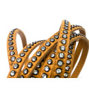 Lederband flach mit Straßsteinen Einfassung schwarz 6 mm, toffee