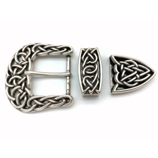 Dreiteiliges Schnallenset 40 mm, altsilber poliert