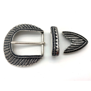 Dreiteiliges Schnallenset 40 mm, altsilber poliert