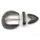 Dreiteiliges Schnallenset 40 mm, altsilber poliert