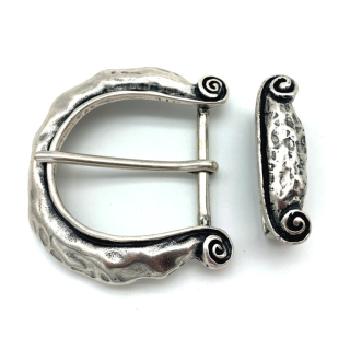 Zweiteiliges Schnallenset 40 mm, altsilber poliert