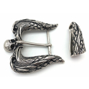 Zweiteiliges Schnallenset 40 mm, altsilber poliert