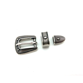 Dreiteiliges Schnallenset 10 mm, altsilber poliert