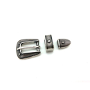 Dreiteiliges Schnallenset 10 mm, altsilber poliert