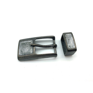 Zweiteiliges Schnallenset 20 mm, altnickel mit Glitzer Einlage