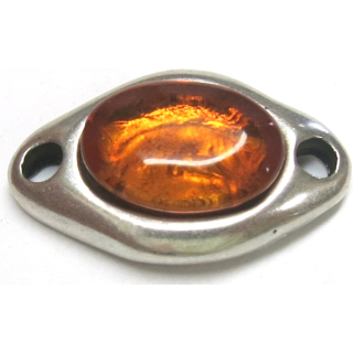 Schlaufzierteil Ø 3 mm, versilbert mit Strass Amber