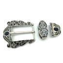 Dreiteiliges Schnallenset 40 mm, altsilber poliert mit...