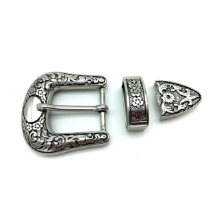Dreiteiliges Schnallenset 30 mm, altsilber poliert