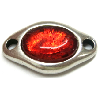 Schlaufzierteil Ø 3 mm, versilbert mit Strass Rojo