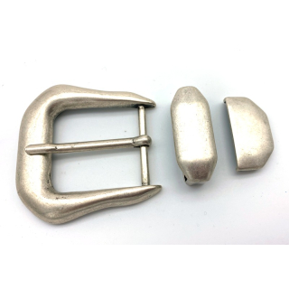 Halbschnallenset 3tlg 40 mm, altsilber