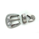 Dreiteiliges Schnallenset 28 mm, versilbert