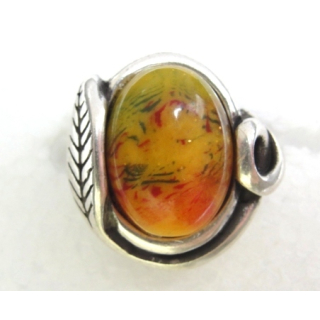 Schlaufzierteil 10 x 7 mm, versilbert mit Stein Orange