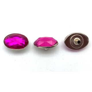 Nietzierteil oval ca. Ø 13 x 19 mm, Eisen vernickelt mit Strass magenta - 10 Stück
