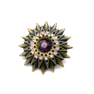 Nietzierteil Ø 37 mm, altmessing satiniert mit Strass lila