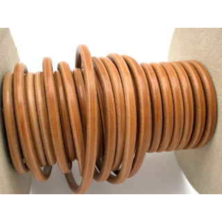Lederband rund mit Kern, Ø 6 mm, natur
