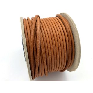 Lederband rund mit Kern, Ø 3 mm, natur