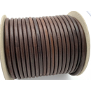 Lederband rund mit Kern, Ø 7 mm, dunkelbraun