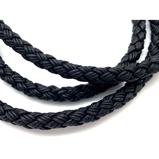 Lederband rund geflochten Ø 7 mm, 6 Stränge mit 3 Bändern á 1 mm, schwarz