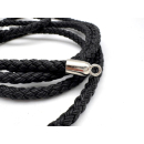 Lederband rund geflochten Ø 7 mm, 6 Stränge...