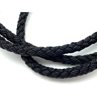 Lederband rund geflochten Ø 9,5 mm, 6 Stränge mit 3 Bändern á 2 mm, schwarz