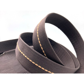 Gurtband 40 mm, braun "Stitch" beige